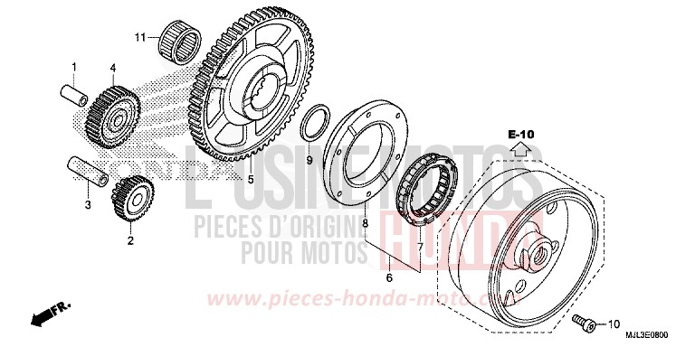 EMBRAYAGE DE DEMARRAGE von NC750X "Meca" CANDY ARCADIAN RED (R305) von 2014